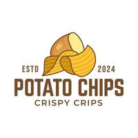 logo aardappel chips, voedsel en tussendoortje logo met gemakkelijk aardappel tekenfilm, uniek voedsel, tussendoortje, chips bedrijf identiteit vector icoon geïsoleerd Aan wit achtergrond