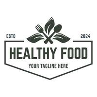 gezond voedsel logo ontwerp met blad elementen. biologisch voedsel vector ontwerp