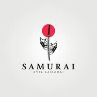 samurai en duivel masker logo vector wijnoogst illustratie ontwerp