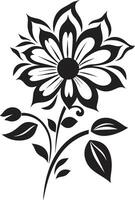 bloemen contouren monochroom embleem dik bloemen schetsen zwart logo vector
