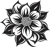 botanisch beroerte zwart iconisch embleem gemakkelijk bloeien kader monochroom vector logo