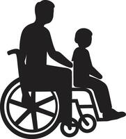 Gelijk kans zwart embleem ontwerp empowerment rit rolstoel logo icoon vector