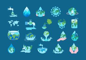 wereld water dag element reeks vector