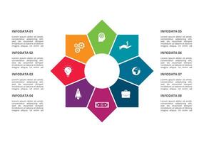 creatief concept voor infographic met 8 stappen, opties, onderdelen of processen. bedrijf gegevens visualisatie. vector