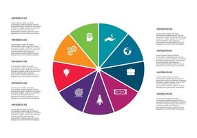 cirkel elementen van grafiek, diagram met 9 stappen, opties, onderdelen of processen. sjabloon voor infografisch, presentatie. vector