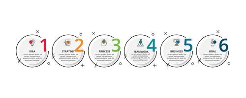 creatief concept voor infographic met 6 stappen, opties, onderdelen of processen. bedrijf gegevens visualisatie. vector