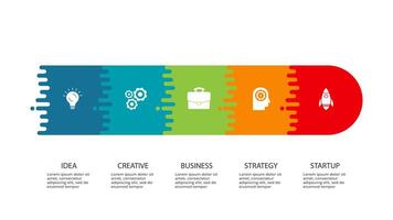 creatief concept voor infographic met 5 stappen, opties, onderdelen of processen. bedrijf gegevens visualisatie. vector