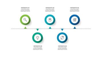 tijdlijn met 5 elementen, infographic sjabloon voor web, bedrijf, presentaties, vector illustratie