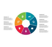 cirkel elementen van grafiek, diagram met 7 stappen, opties, onderdelen of processen. sjabloon voor infografisch, presentatie. vector