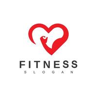 liefde fitness logo. vrouw geschiktheid Sportschool concept. vector logo, label, icoon. ontwerp voor vrouw sport- club, training en bodybuilding.