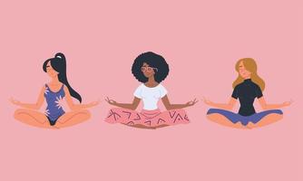 vrouwen die meditatie beoefenen vector