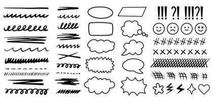 hand- getrokken inkt borstel tekening vormen verzameling. vector pictogrammen