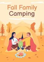 herfst familie camping poster platte vector sjabloon