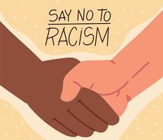 zeg nee tegen racisme, handdruk vector