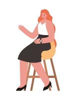 vrouw cartoon met rood haar op stoel vector design