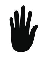 zwart silhouet met één hand en vijf vingers op witte achtergrond vector