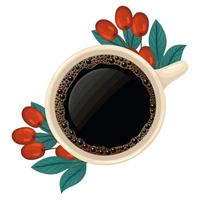 zwarte koffie vertegenwoordiging vector