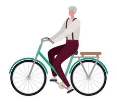 senior man rijden fiets vector ontwerp