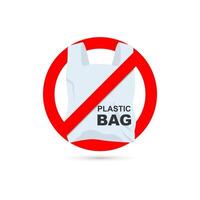 Nee plastic zak verboden teken. vector