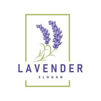 lavendel logo elegant Purper bloem fabriek illustratie bloemen ornament ontwerp vector