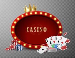 casino banier met , chips en assen met Dobbelsteen, 3d realistisch pictogrammen. vector