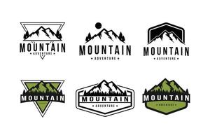 reeks van berg avontuur buitenshuis logo ontwerp wijnoogst retro stijl vector sjabloon