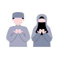tekenfilm schattig romantisch moslim paar bidden samen vector