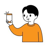 Mens Holding smartphone. digitaal bedrijf illustratie vector
