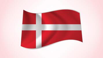 nationaal vlag van Denemarken - golvend nationaal vlag van Denemarken - Denemarken vlag illustratie vector