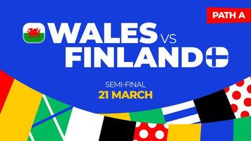 Wales vs Finland Amerikaans voetbal 2024 wedstrijd. Amerikaans voetbal 2024 playoff kampioenschap bij elkaar passen versus teams intro sport achtergrond, kampioenschap wedstrijd laatste poster, vlak stijl vector illustratie