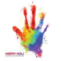 holi-festival met kleurrijke handafdrukkaartachtergrond vector