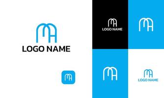 creatief brief mh combinatie blauw kleur icoon logo ontwerp sjabloon voor bedrijf vector