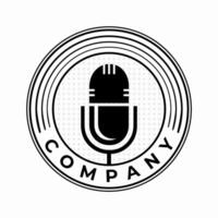 podcast insigne logo illustratie sjabloon logo, app, gebruiker koppel. podcast radio icoon. studio microfoon tafel omroep podcast tekst. vector
