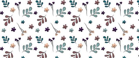 naadloos vector bloemen patroon met gras ornament. tekening stijl