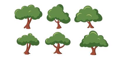 een reeks van cartoon-stijl bomen Aan een wit achtergrond. vector