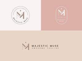 eerste mm voor majestueus muze dame preneur logo sjabloon voor zakenvrouw vector