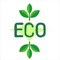 eco logo met groen bladeren en de woord eco vector