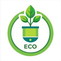 eco logo met groen fabriek in een pot vector