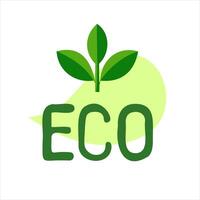 eco logo met groen blad en de woord eco vector