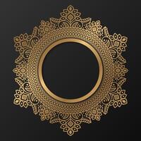 gouden kader met ornament in cirkel Aan zwart achtergrond. luxe goud mandala. - vector. vector