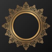 gouden kader met ornament in cirkel Aan zwart achtergrond. luxe goud mandala. - vector. vector