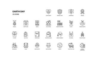 aarde dag milieu groen energie recycling klimaat verandering gedetailleerd schets lijn icoon reeks vector