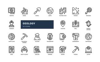 geologie ingenieur geodesie aarde laag technologie Onderzoek gedetailleerd schets lijn icoon reeks vector