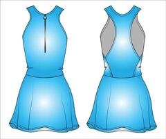 meisjes racerback tennis golf jurk mode vlak schetsen vector illustratie. voorkant en terug visie technisch tekening sjabloon