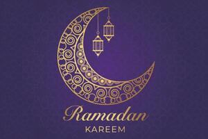 ramadan, eid al fitr, Islamitisch kalender achtergrond groet kaart met halve maan maan decoratie vector