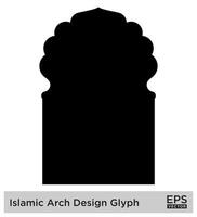 Islamitisch boog ontwerp glyph zwart gevulde silhouetten ontwerp pictogram symbool zichtbaar illustratie vector