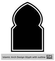 Islamitisch boog ontwerp glyph met schets zwart gevulde silhouetten ontwerp pictogram symbool zichtbaar illustratie vector