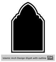 Islamitisch boog ontwerp glyph met schets zwart gevulde silhouetten ontwerp pictogram symbool zichtbaar illustratie vector