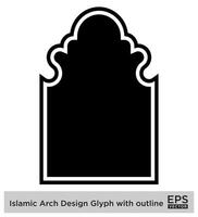 Islamitisch boog ontwerp glyph met schets zwart gevulde silhouetten ontwerp pictogram symbool zichtbaar illustratie vector