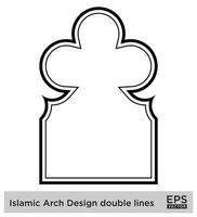 Islamitisch boog ontwerp dubbele lijnen schets lineair zwart beroerte silhouetten ontwerp pictogram symbool zichtbaar illustratie vector